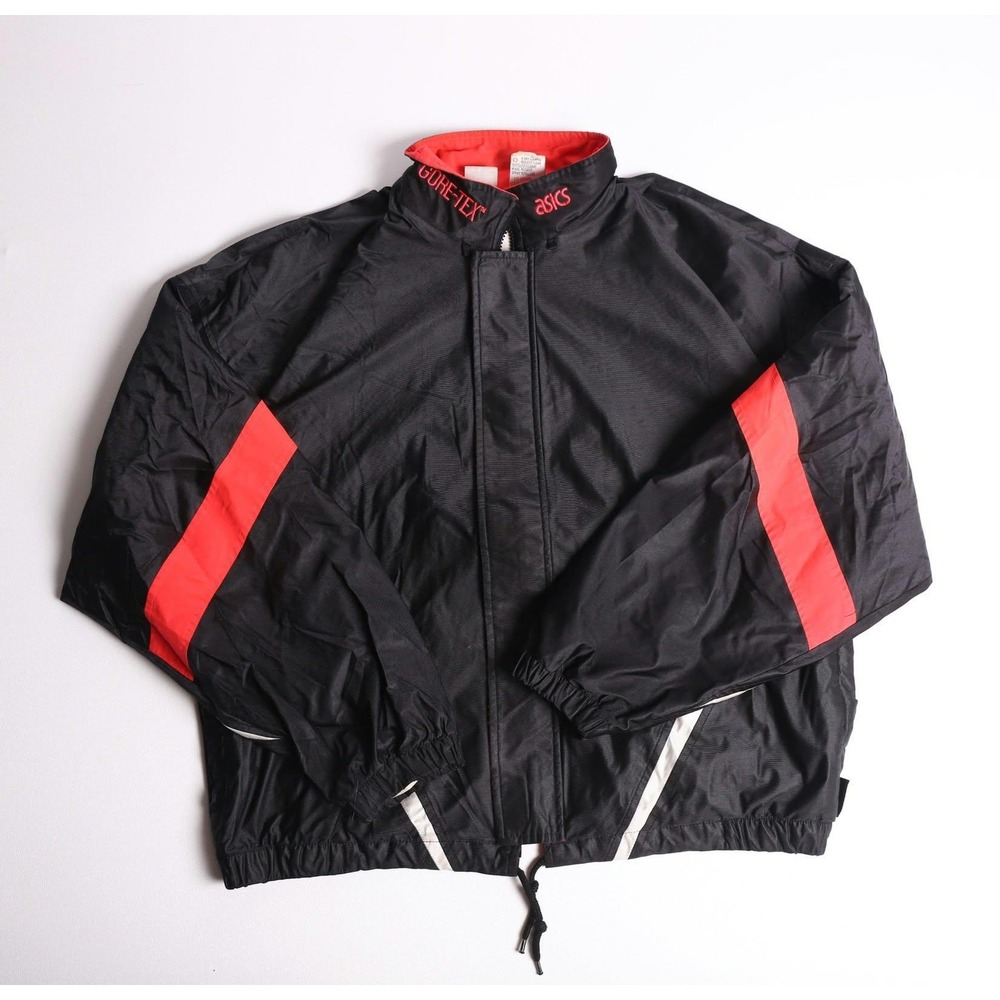 Vintage Asics Gore-Tex Windbreaker Jacket Black Red Colorblock Mens XL